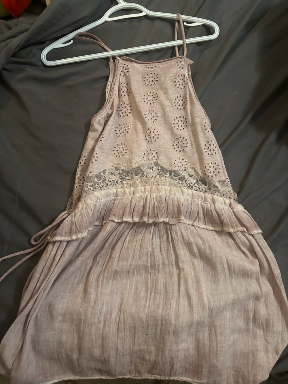 Topshop Pale Pink Eyelet Dress